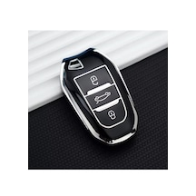 Citröen C3 C4 C5 Aircross Uyumlu Anahtar Koruma Kılıf Siyah - Krom