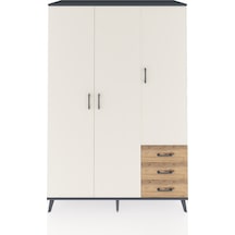 Kronos Dolap 6 Raflı 3 Çekmeceli Tek Askılı 132x59x195 Antrasit-aytaşı/çam Aytası/atlas Çam
