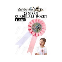 23 Nisan Kurdelalı Rozet 1 Adet Yaka Rozeti Çocuk Bayram Etkinlik 15 Cm Pembe