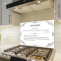 Decorita Cam Ocak Arkası Koruyucu Asr Suresi Beyaz Fon 49.5 x 76 CM
