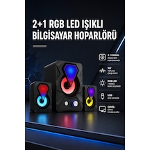 2+1 Rgb Led Işıklı Güçlü Bas Sistemli Bilgisayar Hoparlörü - Lisinya