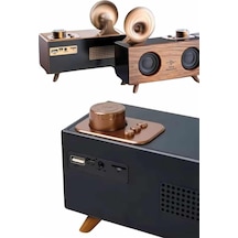 Bluetooth - 938 - Nostalji Speaker Radyo Gramofon Ahşap - Flzdgnkr - Renk Vintage
