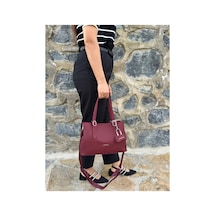 Just Polo Kadın Yeni Sezon Yumuşak Deri Ayarlanabilir Askılı Şık El Ve Omuz Çantası Shoulder Bag Bordo