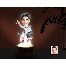Kişiye Özel Erkek Emlakçı Karikatürlü Dekoratif 3D Biblo Led Işık