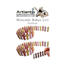 Mini Bahçe Çiti Kırmızı 3x60cm 2 Adet Dekoratif Minyatir Bahçe Çiti Okul Proje Teraryum Mini Ev Bahçe Çit