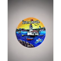 İstanbul Polyester Kabartmalı Magnet Çap:7 Cm Dekoratif Hediyelik Buzdolabı Süsü Kod:1739