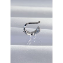 Pirinç Gümüş Renk Zirkon Taş Kaplama Earcuff Küpe Altın