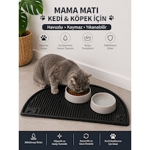 Evcil Hayvan Beslenme Matı Su Geçirmez Havuzlu Kaymaz Kedi Köpek Mama Paspası Mama Altlığı 50x26 Cm