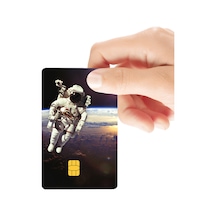Uzay Temalı Astronot Parlak Kredi/banka Kart Kaplama Sticker Standart