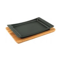 Lava Ahşap Altlıklı Döküm Demir Servis Tabağı 36X24 CM