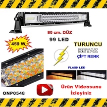 Off Road Led Bar Turuncu-Beyaz Düz Model 3 Sıra 80 Cm 99 Led 459W (451239115)