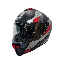 Sway Sw 865 Titan Black White Red Güneş Gözlüklü Kask Kırmızı - Mat Siyah