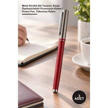 3 Adet Roller Kalem Metal Gövdeli Şık Tasarım, Kişiye Özelleştirilebilir Promosyon Kalem / Promo Pen, Tükenmez Kalem 1