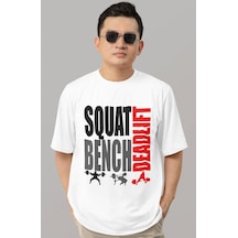 Tasarım Squat Bench Deadlift Fitness Bodybuilding Gym Sporcu Bask Beyaz