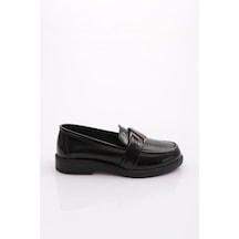 Dgn 527 Kadın Loafer Ayakkabı Siyah Rugan