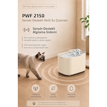 Pwf 2150 Akıllı Otomatik Sensörlü Kedi Köpek Paslanmaz Çelik Su Çeşmesi 2,5l - Petmate Flowsense - Krem