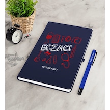 Kişiye Özel Eczacı Lacivert Defter Kalem Seti-2