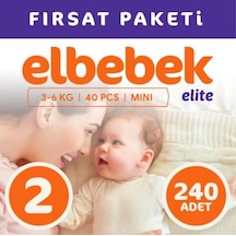 Elbebek Elite Bebek Bezi 2 Numara Mini Fırsat Paketi 240 Adet 6'lı