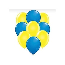 Koyu Mavi Sarı Pastel 12 İnç Balon 10 Adet Mavi Sarı Mavi Sarı