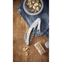 Clever&more Garson Tirbuşonu, 10 Cm, Cromargan Yüksek Kaliteli Mat Paslanmaz Çelik, Şişe Açacağı, Kapak Açacağı Ve Folyo Kesici, Tüm Mantar Tıpalar İçin Çok Renkli
