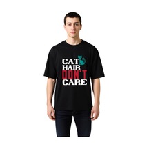 Paybuy Erkek Oversize Baskılı Tişört Kedi Sevgili Mizahi Tasarım %100 Pa Siyah