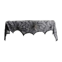 Youmex Halloween Dekorasyonu İçin Siyah Örümcek Ağı Desenli Polyester Kamin Örtüsü - 46x244 Cm, Esnek Ve Yıkama Uygun, Korkunç Ambiyans Oluşturucu