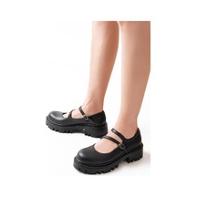 Alemdarshop 868-756 Siyah Günlük Yüksek Tabanlı Loafer Ayakkabı A Siyah Cilt