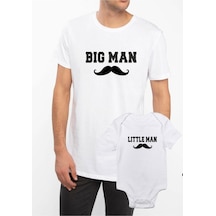 Big Man Little Man Beyaz Baba Oğul Kız Tişört Zıbın Kombini