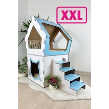 Mavitrend Ahşap Büyük Kedi Evi Xxl Açık Teraslı Model