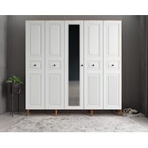 Sofya Membran 5 Kapaklı Portmanto Montaj Dahil Ceviz Beyaz 200 Cm Sofya Membran 5 Kapaklı Portmanto Montaj Dahil Ceviz Beyaz 200 Cm