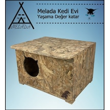 Melada Kedi Evi Dış Ortam Uygun Ahşap Kedi Evi Osb 50x35x30 Cm