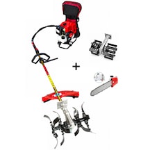 Benzinli Sırt Tırpan + Çift Toprak Çapalama + Dal Budama Aparatı Set 52 Cc 4.6 Hp Bc520