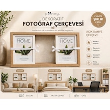 Pionny 3 Fotoğraflı Büyük Boy Sürgülü Dekoratif Ahşap Çerçeve 13x18 Cm Açık Kahve Meşe