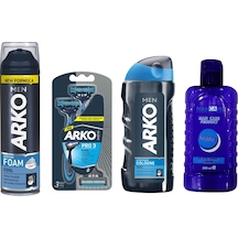 Magicare After Shave Marine Balm 200 ML + Arko Men T3 Pro 3 Bıçaklı Tıraş Bıçağı 3'lü + Cool Tıraş Köpüğü 200 ML + Cool Tıraş Kolonyası 250 ML