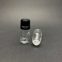 Labshop41 Şeffaf Cam Şişe 5 Ml , 5 Cc Siyah Kilitli Kapaklı Cam Şişe , Saydam Cam Şişe X 10 Adet