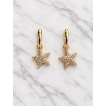 Yıldız Figürlü Gold Renk Küpe