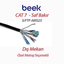 Beek Cat7 Saf Bakır S/ftp Awg23 Spe Dış Mekan İnternet Data Kablosu, Siyah Renk