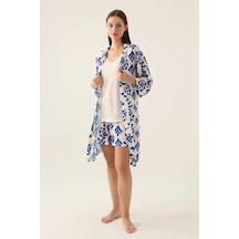 Arnetta 2924 3 Lü Sabahlıklı Kadın Şort Pijama Takımı Vanilya
