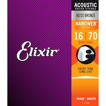 Elixir 11306 Nanoweb Bar Akustik Gitar Teli 16-70