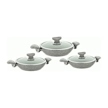 Oms Granit Sahan Set 6 Parça 18-20-22 Cm Gri 3004