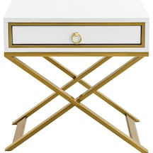 Jasmin Gold Metal Beyaz Komodin