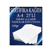 A4 Sertifika Kağıdı Kalın 25 Adet Gramajlı Fotokopi Kağıdı 160 Gr Tüm Yazıcılara Uyumlu 21x29.7 Cm Kalın Bas Diğer