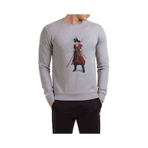 Anime Dragon Ball Ball Z Whis Baskılı Gri Erkek Sweatshirt