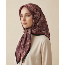 Efsun Desen 90x90cm Eşarp/fular Siyah- Bordo