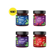 Şeker İlavesiz 4'lü Reçel Seti Yaban Mersini, Vişne, Karadut, Çilek - %65 Meyveli 4 X 275g