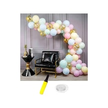 Makaron Ve Altın Konfetili Şeffaf Doğum Günü Balon Zincir Seti 63