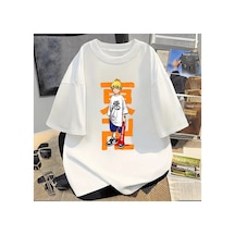 Tarzsokak Anime Tokyo Revengers Baskılı Unisex Oversize Beyaz