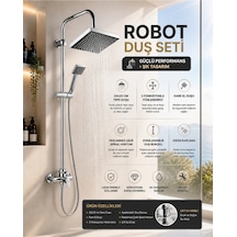 Premium Lüx Krom Robot Duş Seti Fonksiyonlu Paslanmaz Çelik Kaliteli Malzeme Yağmurlama Kare Tepe Duş Seti