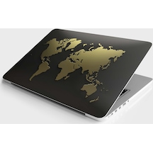 Laptop Sticker Notebook Pc Kaplama Etiketi Dünya Haritası Gold