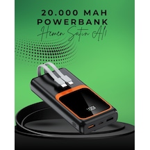 20000 Mah Taşınabilir Powerbank Çok Kablolu, Hızlı Şarj Destekli 22.5w Çoklu